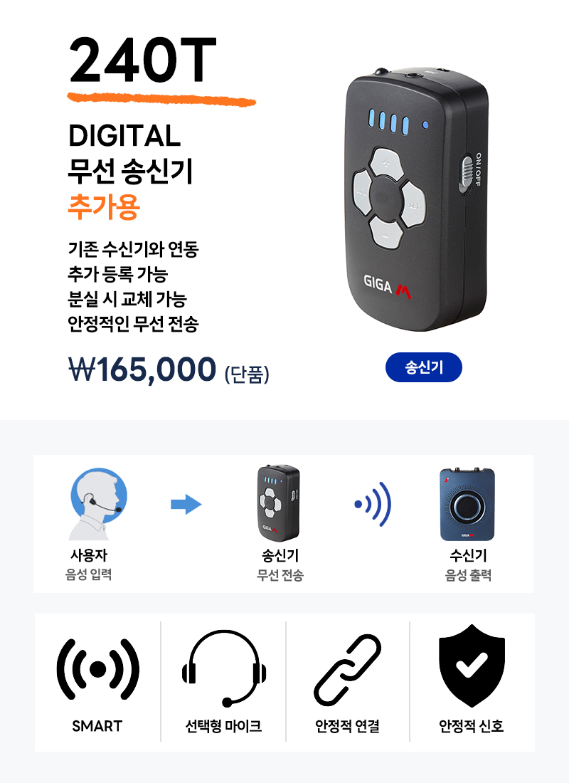 준성테크 기가엠 무선마이크 240T 2.4GHz 송신기