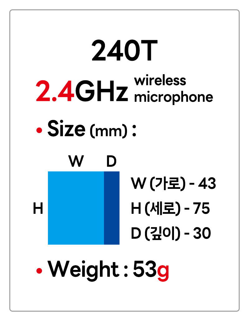 [준성테크] 기가엠 무선마이크 송신기 240T